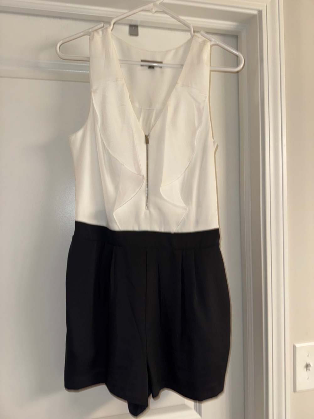 Express White Satin Shell Top romper